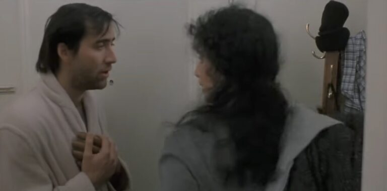Still from Cher and Nicholas Cage in Moonstruck Film